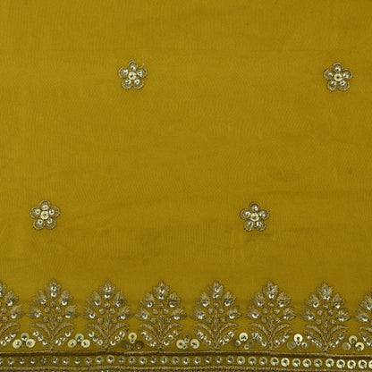 Mustard Color Tissue Embroidery Fabric