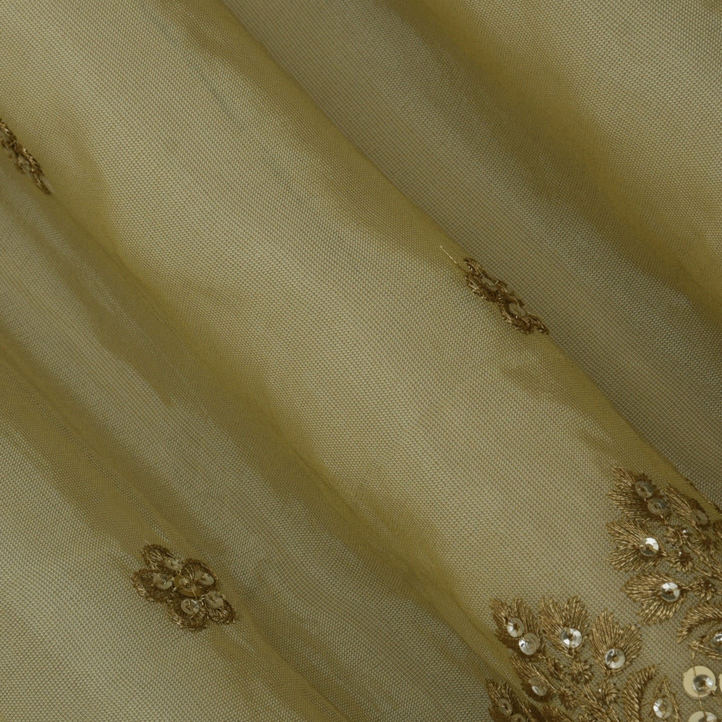Beige Color Tissue Embroidery Fabric