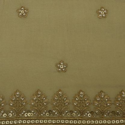Beige Color Tissue Embroidery Fabric