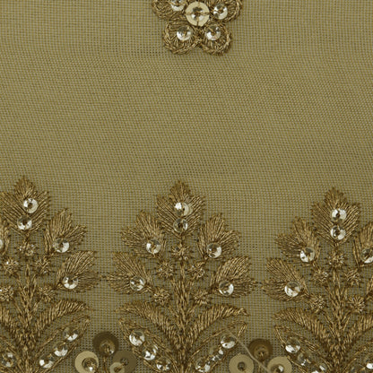 Beige Color Tissue Embroidery Fabric