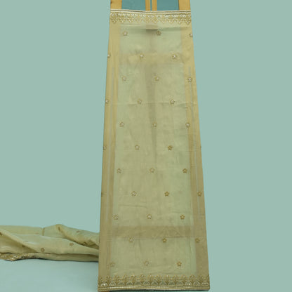 Beige Color Tissue Embroidery Fabric