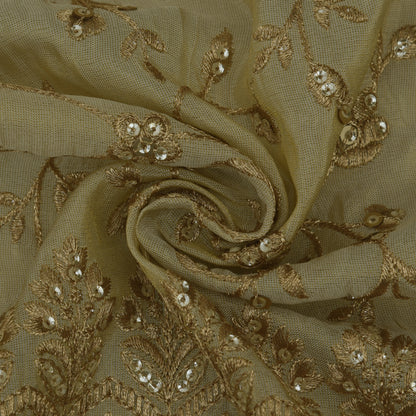 Beige Color Tissue Embroidery Fabric