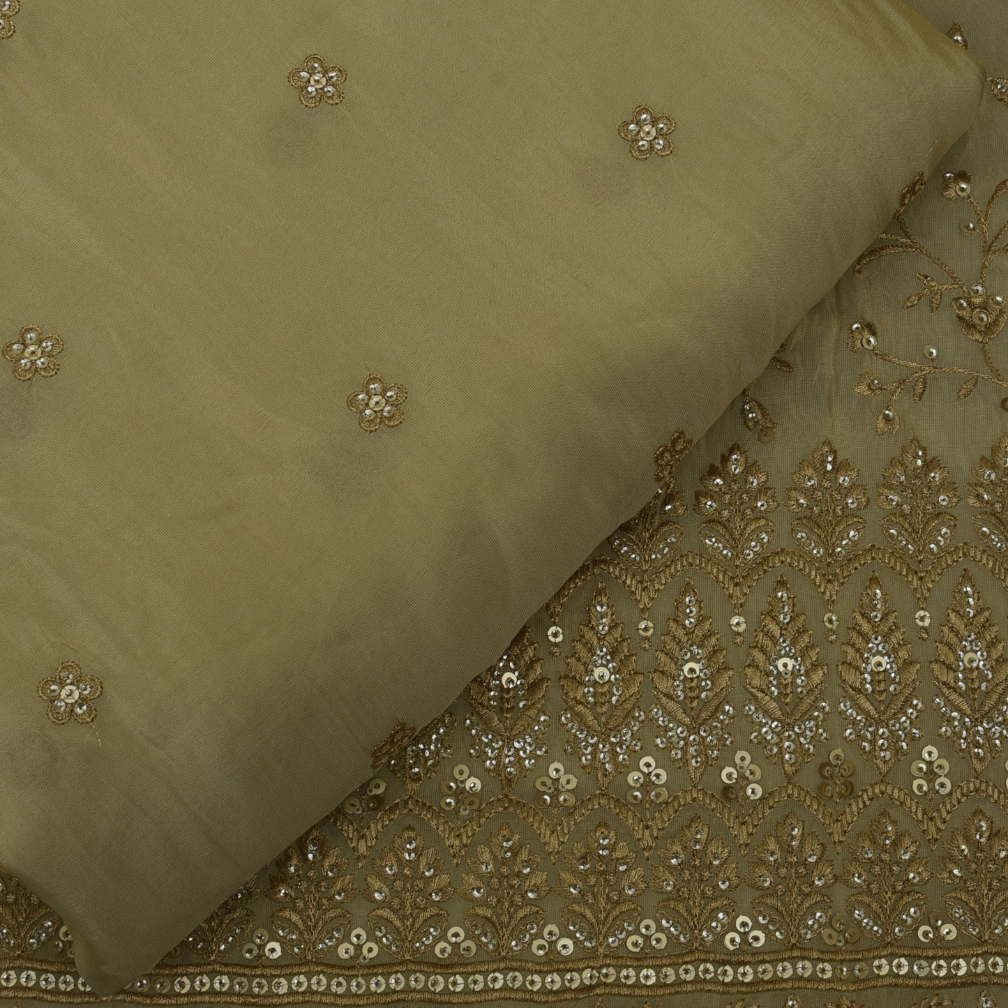 Beige Color Tissue Embroidery Fabric