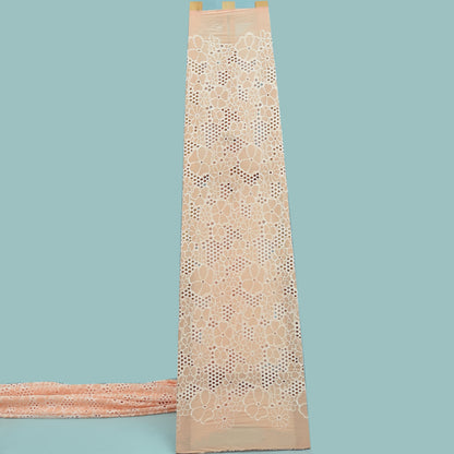 Peach Color Cotton Embroidery Fabric