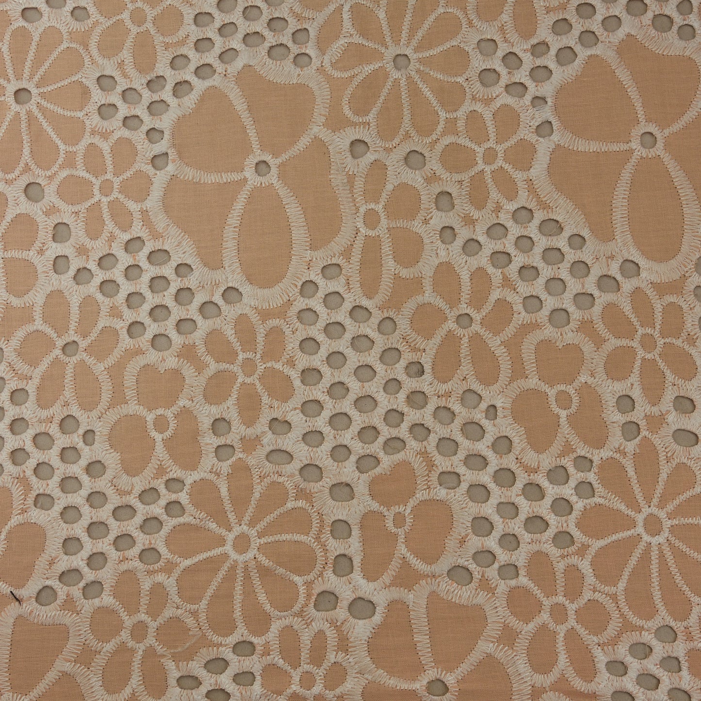 Peach Color Cotton Embroidery Fabric