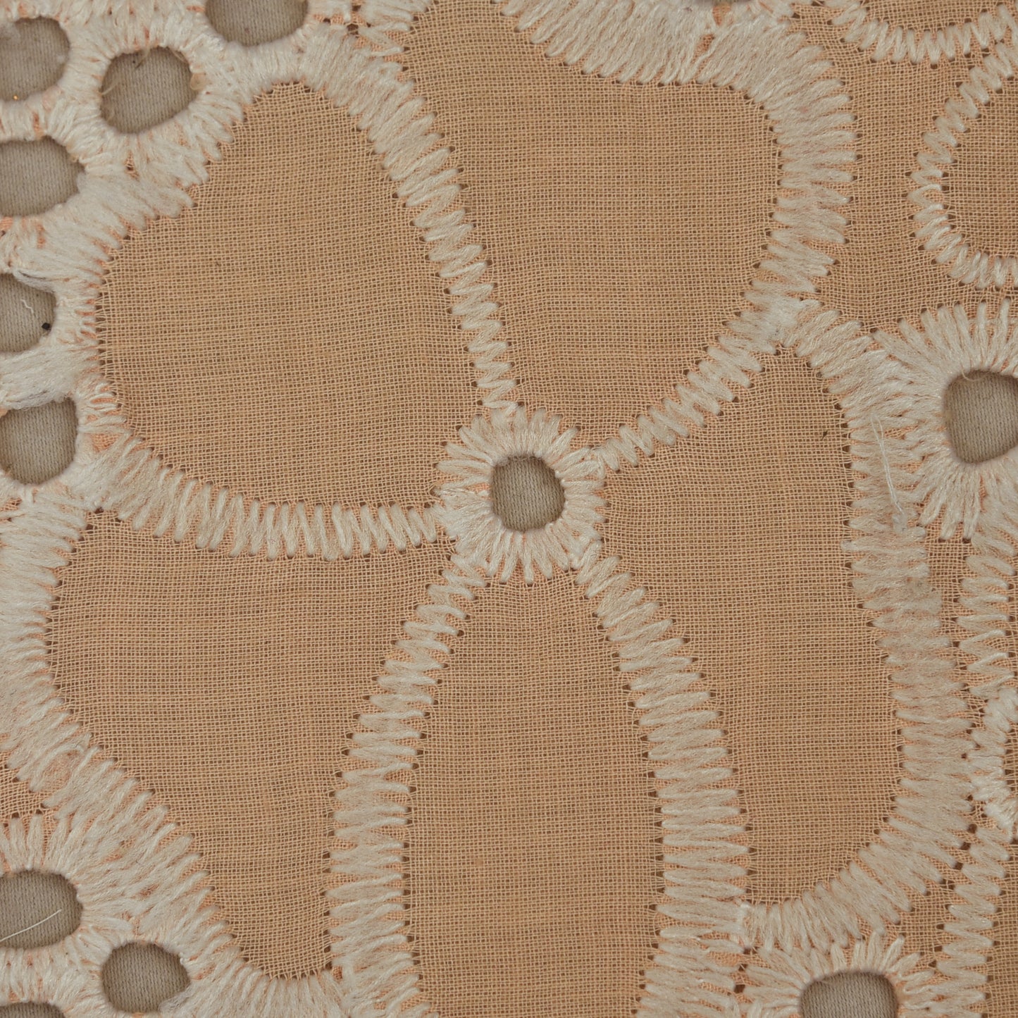 Peach Color Cotton Embroidery Fabric