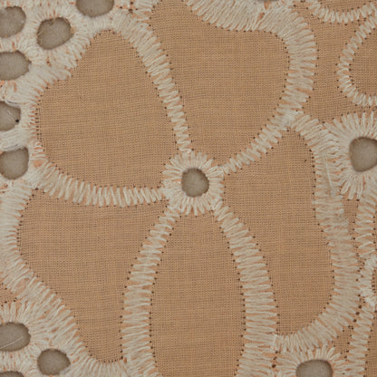 Peach Color Cotton Embroidery Fabric