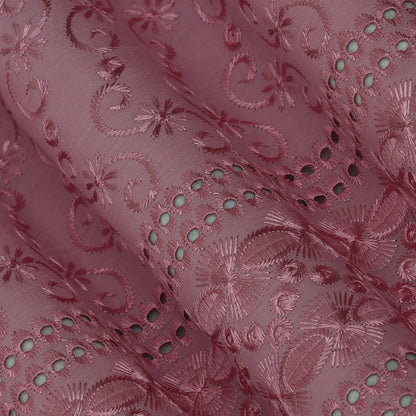 Pink Color Cotton Embroidery Fabric