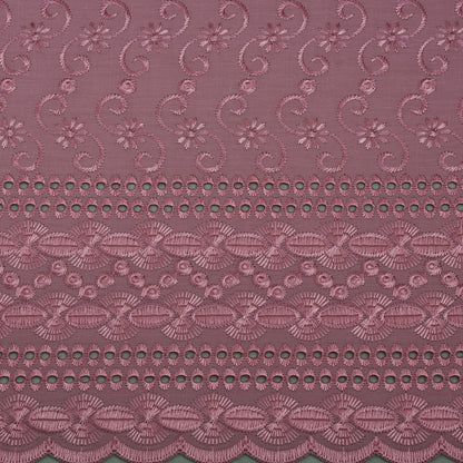 Pink Color Cotton Embroidery Fabric