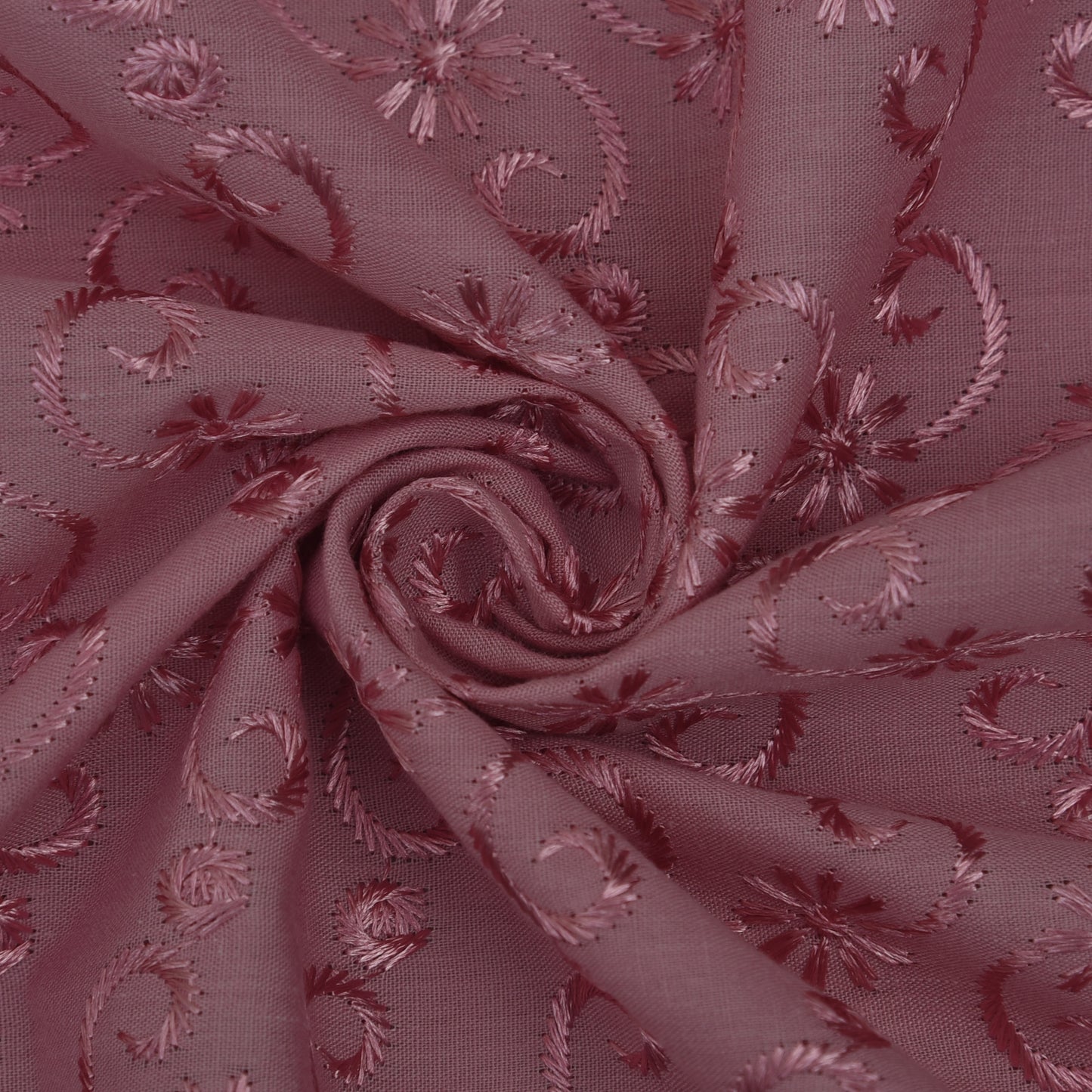 Pink Color Cotton Embroidery Fabric
