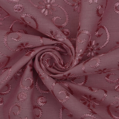 Pink Color Cotton Embroidery Fabric