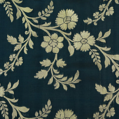 Teal Blue Color Pure Brocade Fabric
