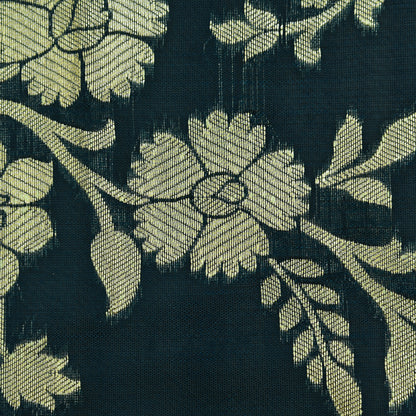 Teal Blue Color Pure Brocade Fabric