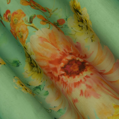 Multicolor Satin Organza Print Fabric