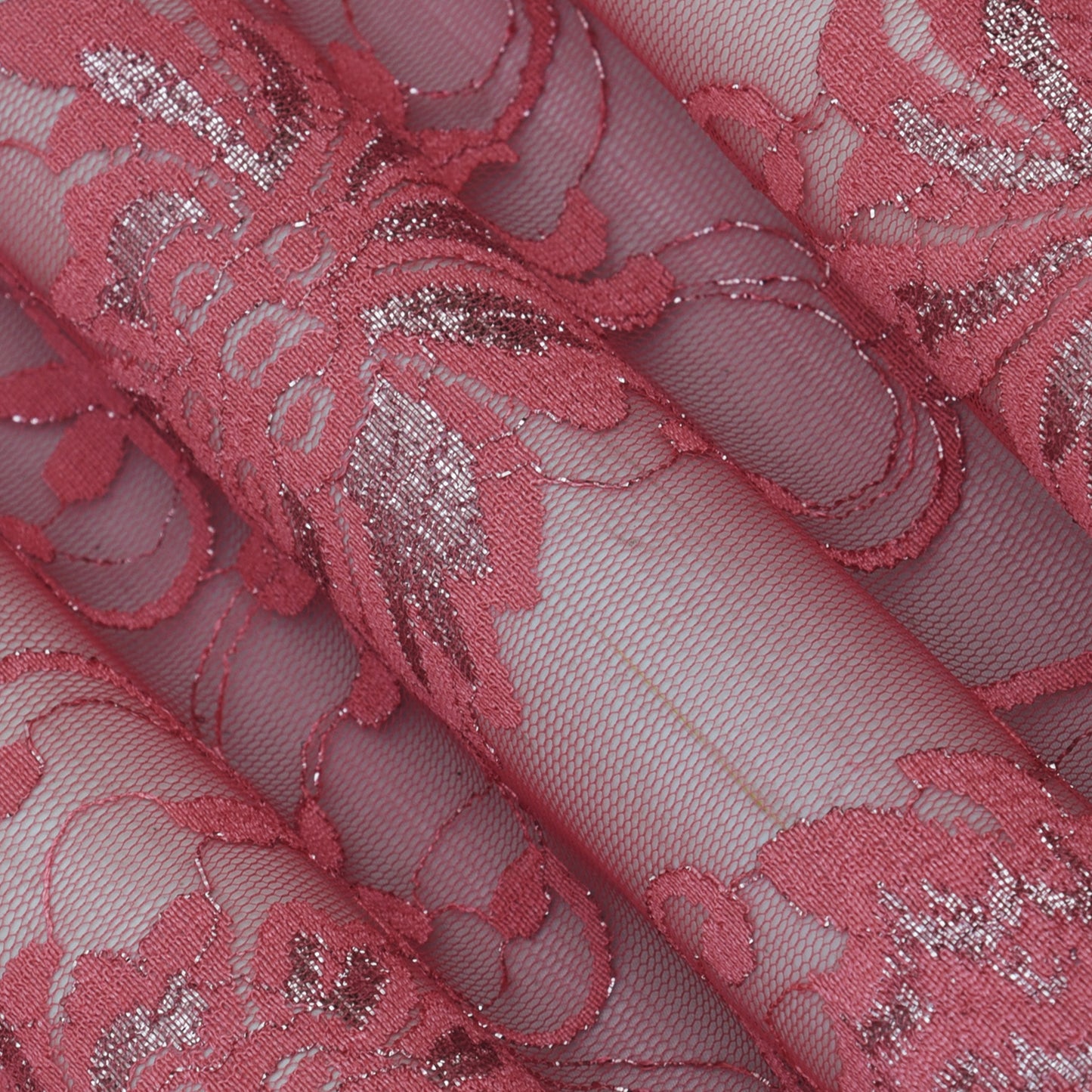 Pink Color Chantilly Lace Fabric