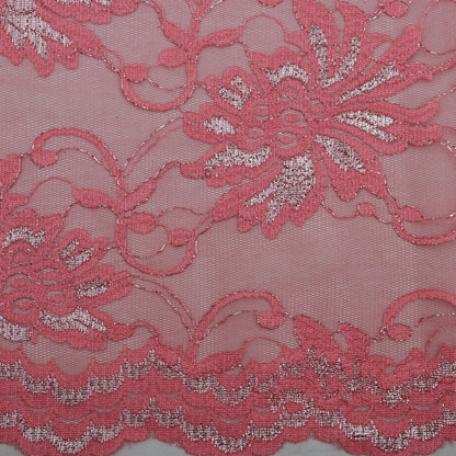 Pink Color Chantilly Lace Fabric