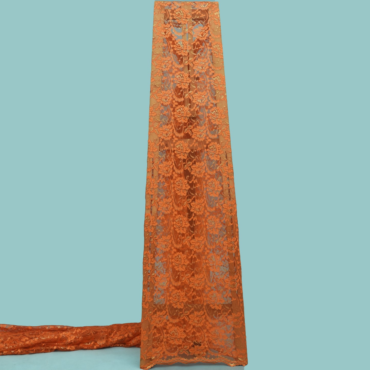 Orange Color Chantilly Lace Fabric