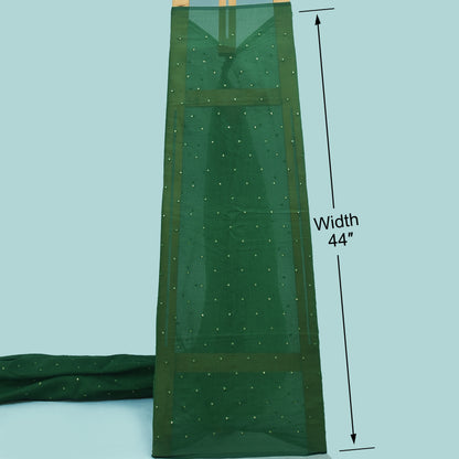 Bottle Green Color Chanderi Booti Fabric
