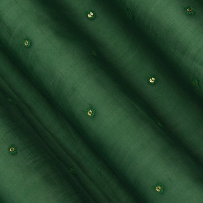 Bottle Green Color Chanderi Booti Fabric