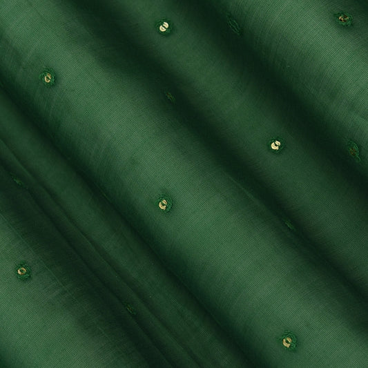Bottle Green Color Chanderi Booti Fabric