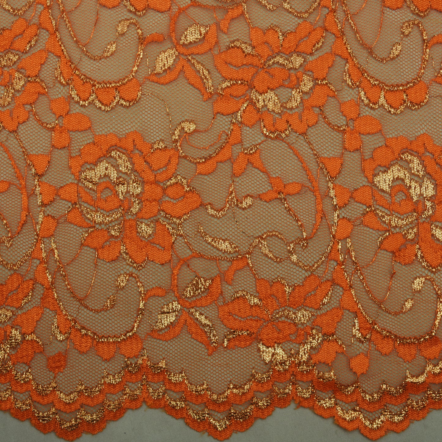 Orange Color Chantilly Lace Fabric