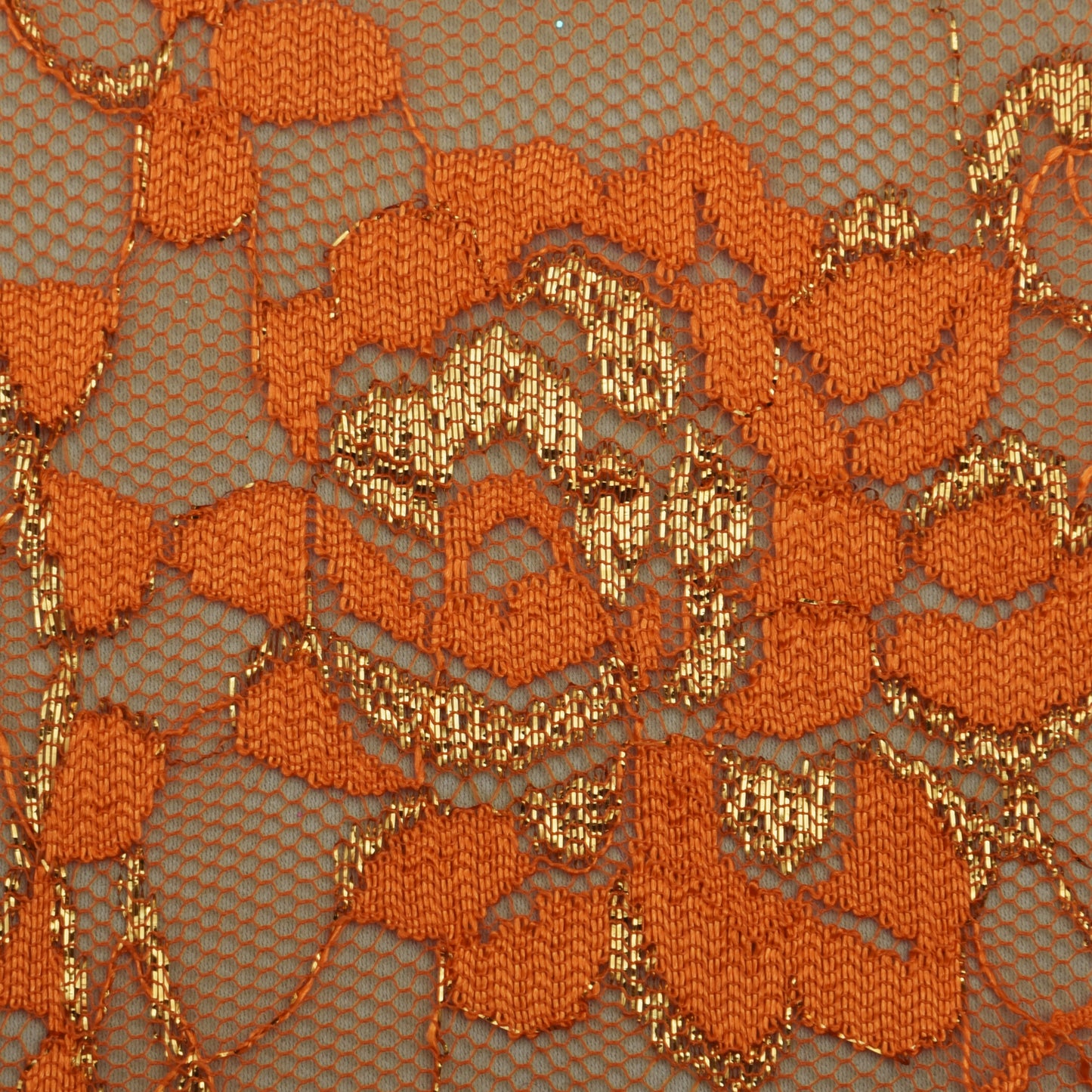 Orange Color Chantilly Lace Fabric