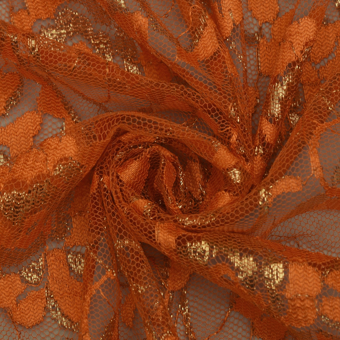 Orange Color Chantilly Lace Fabric