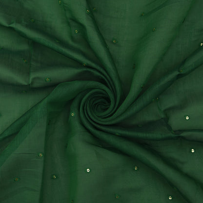 Bottle Green Color Chanderi Booti Fabric