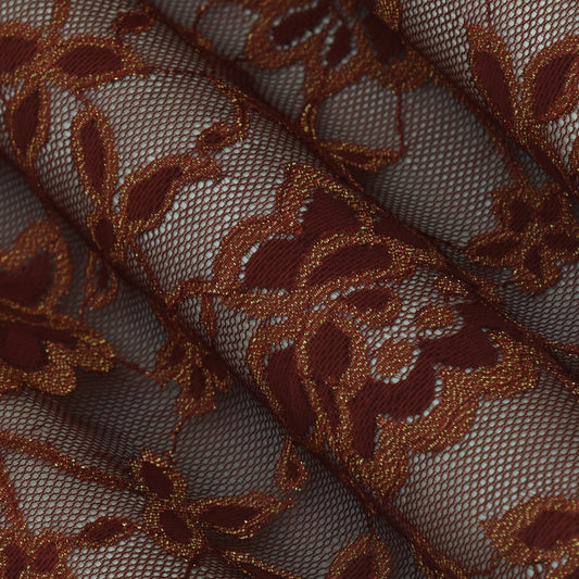 Brown Color Chantilly Net Fabric