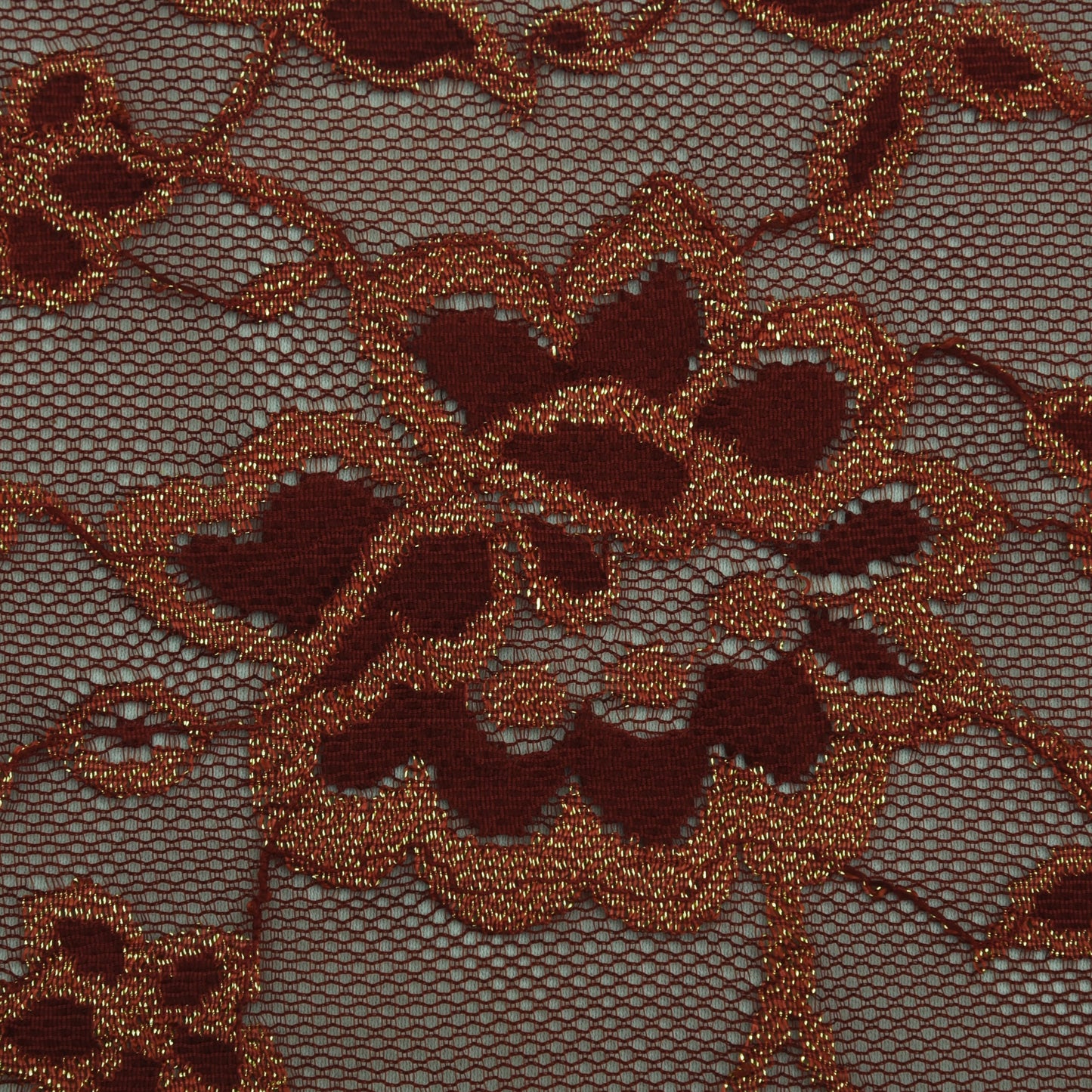 Brown Color Chantilly Net Fabric