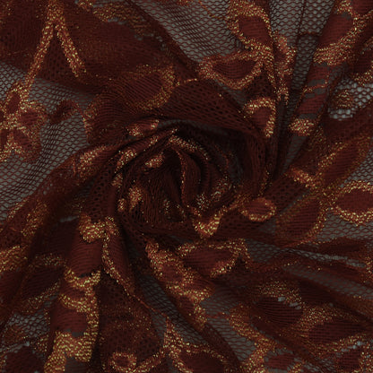 Brown Color Chantilly Net Fabric