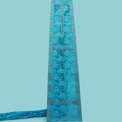 Blue Color Chantilly Lace Fabric