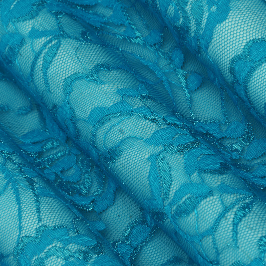 Blue Color Chantilly Lace Fabric