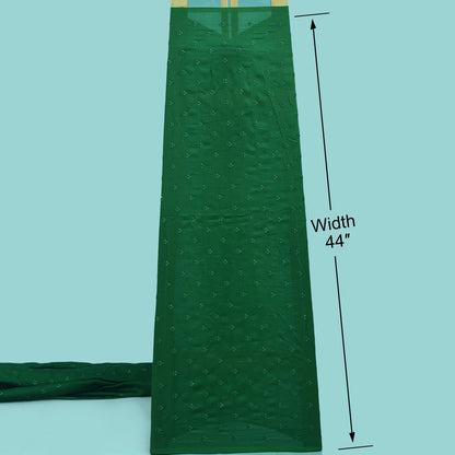 Bottle Green Color Chanderi Booti Fabric