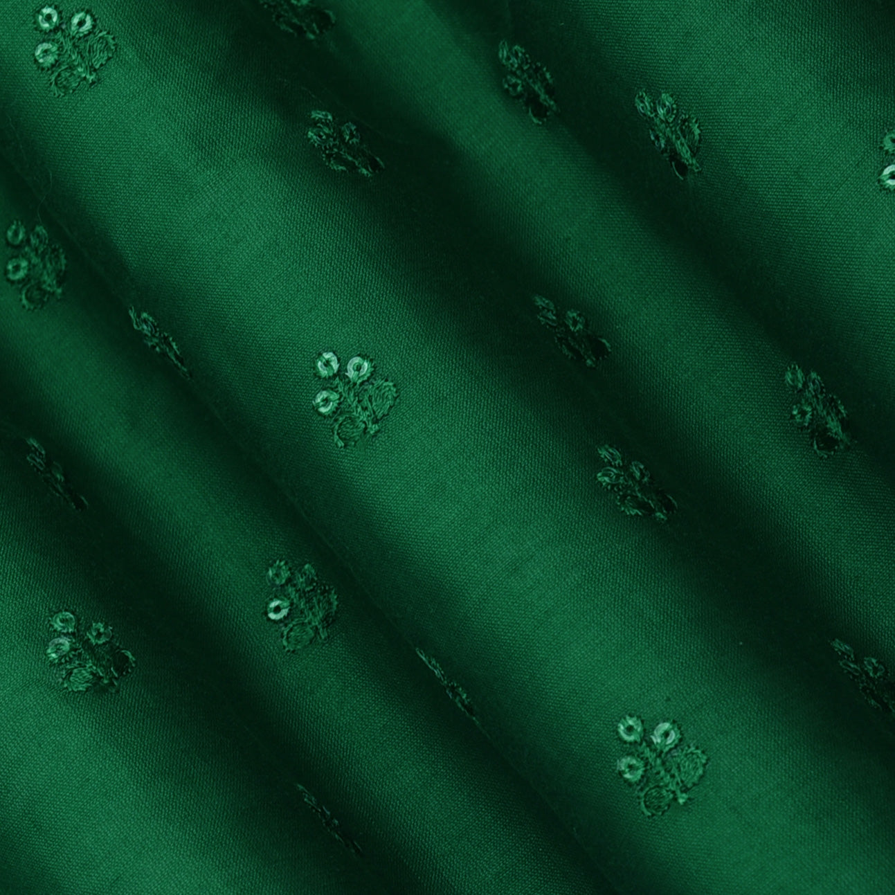 Bottle Green Color Chanderi Booti Fabric