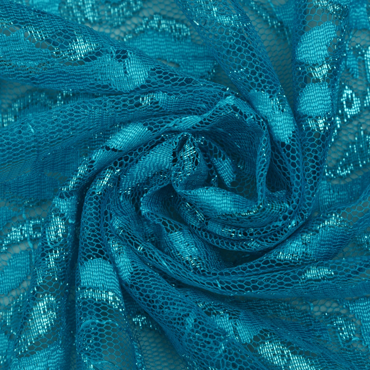 Blue Color Chantilly Lace Fabric