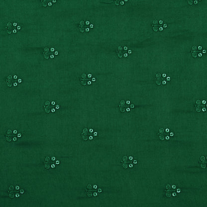 Bottle Green Color Chanderi Booti Fabric
