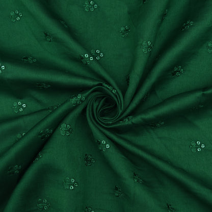 Bottle Green Color Chanderi Booti Fabric