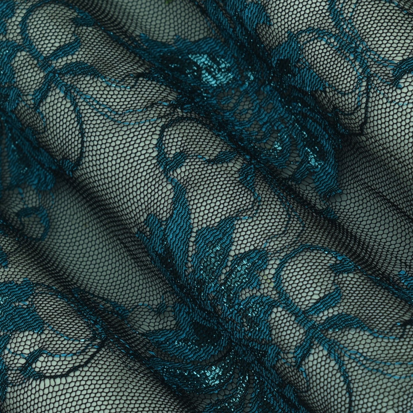 Blue Color Chantilly Lace Fabric