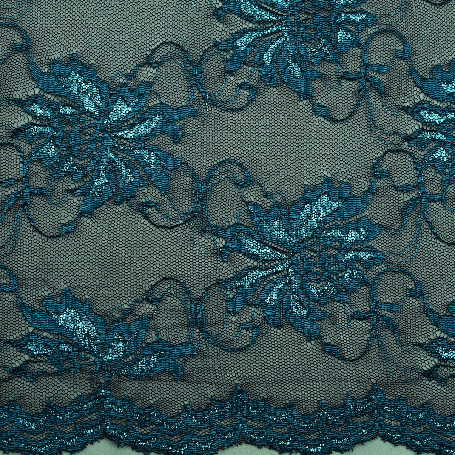 Blue Color Chantilly Lace Fabric