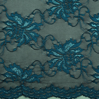 Blue Color Chantilly Lace Fabric