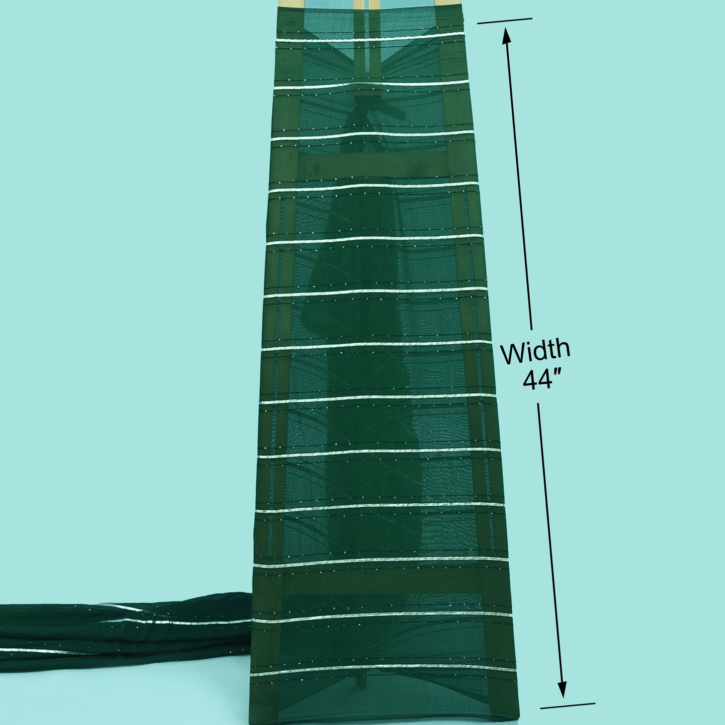 Bottle Green Color Chanderi Embroidery Fabric