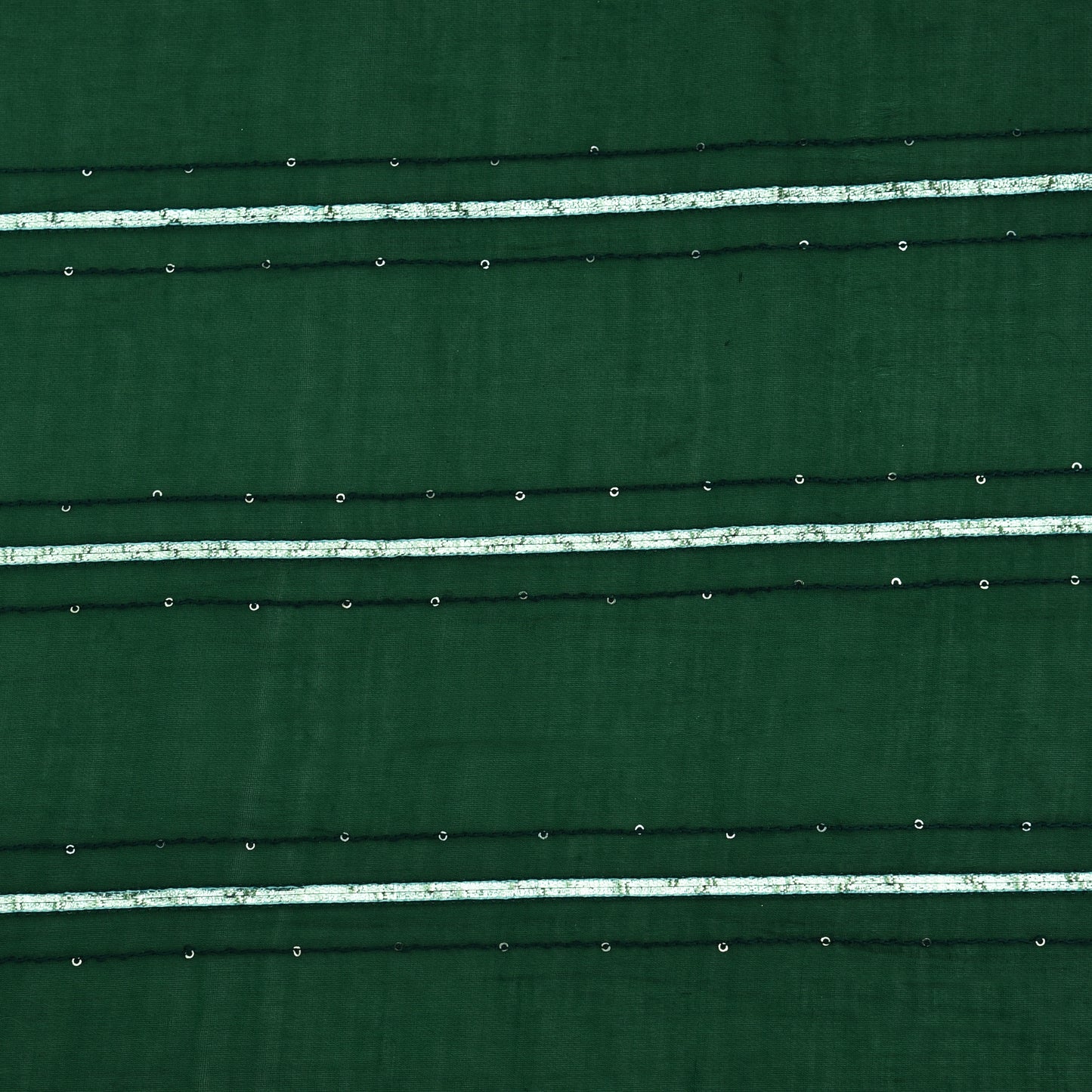 Bottle Green Color Chanderi Embroidery Fabric