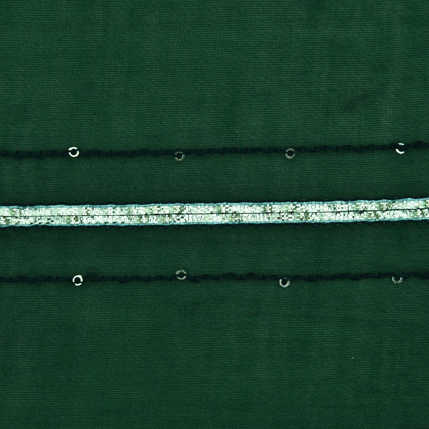 Bottle Green Color Chanderi Embroidery Fabric