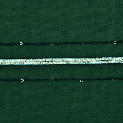 Bottle Green Color Chanderi Embroidery Fabric
