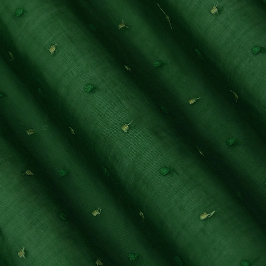 Bottle Green Color Chanderi Embroidery Fabric