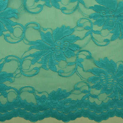 Teal Blue Color Chantilly Lace Fabric