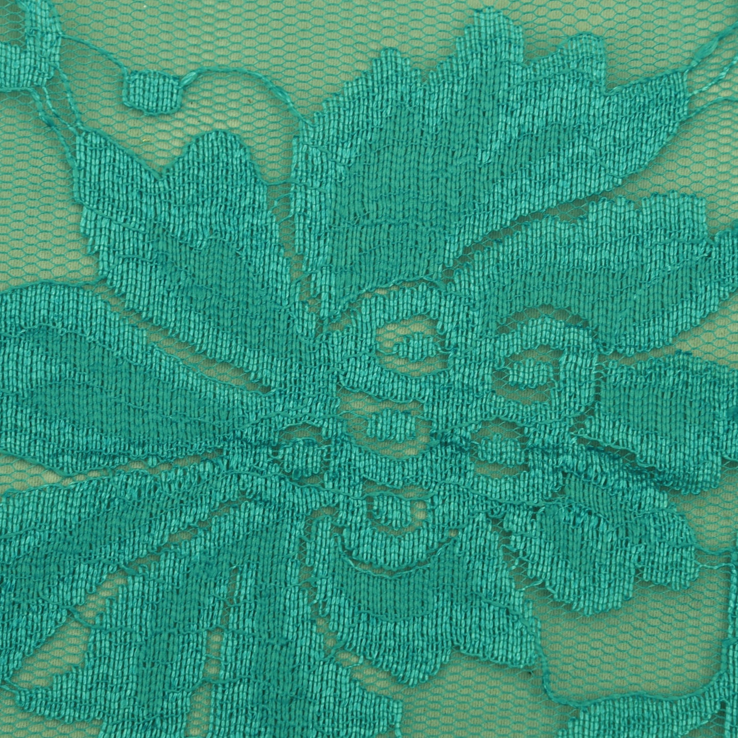 Teal Blue Color Chantilly Lace Fabric