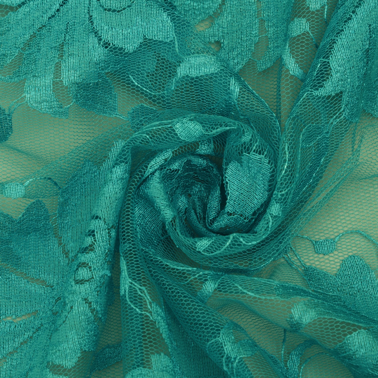 Teal Blue Color Chantilly Lace Fabric