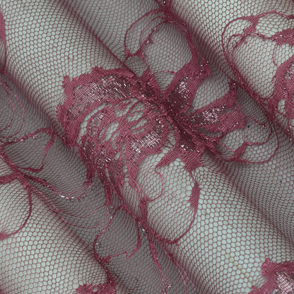 Pink Color Chantilly Lace Fabric